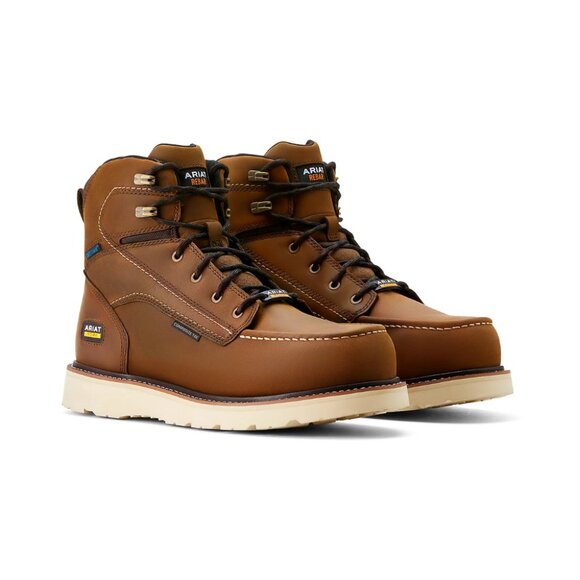 New Brand Ariat Men Rebar Wedge Moc Toe WP CT 6 in Work Boots Color Brown